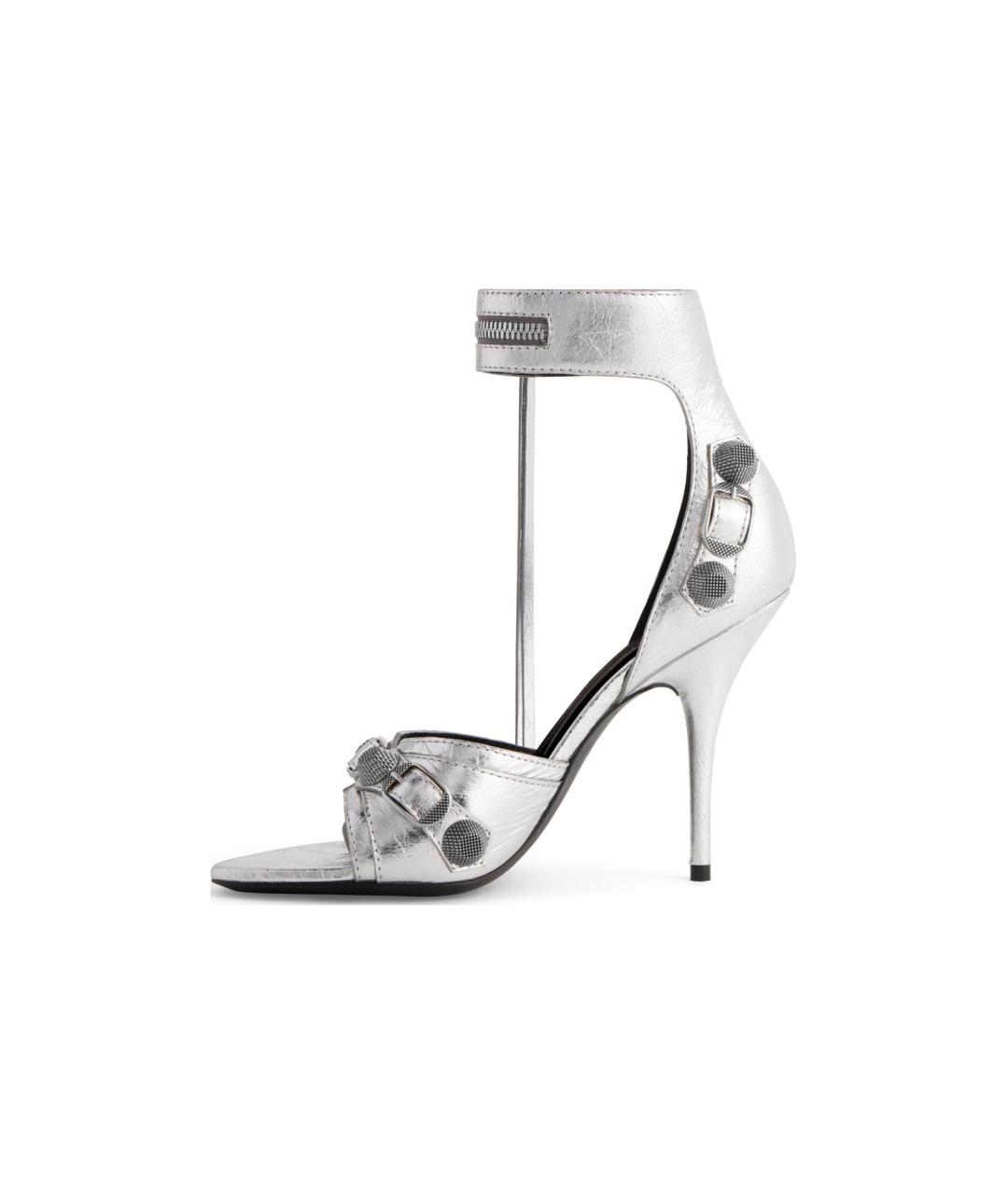 BALENCIAGA Серебряные кожаные босоножки, фото 2