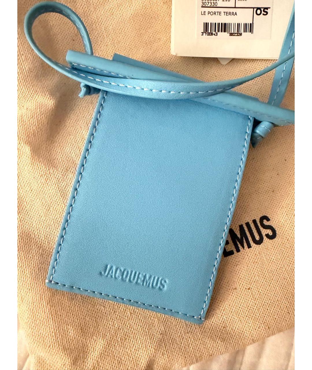 JACQUEMUS Бирюзовый кожаный кардхолдер, фото 3