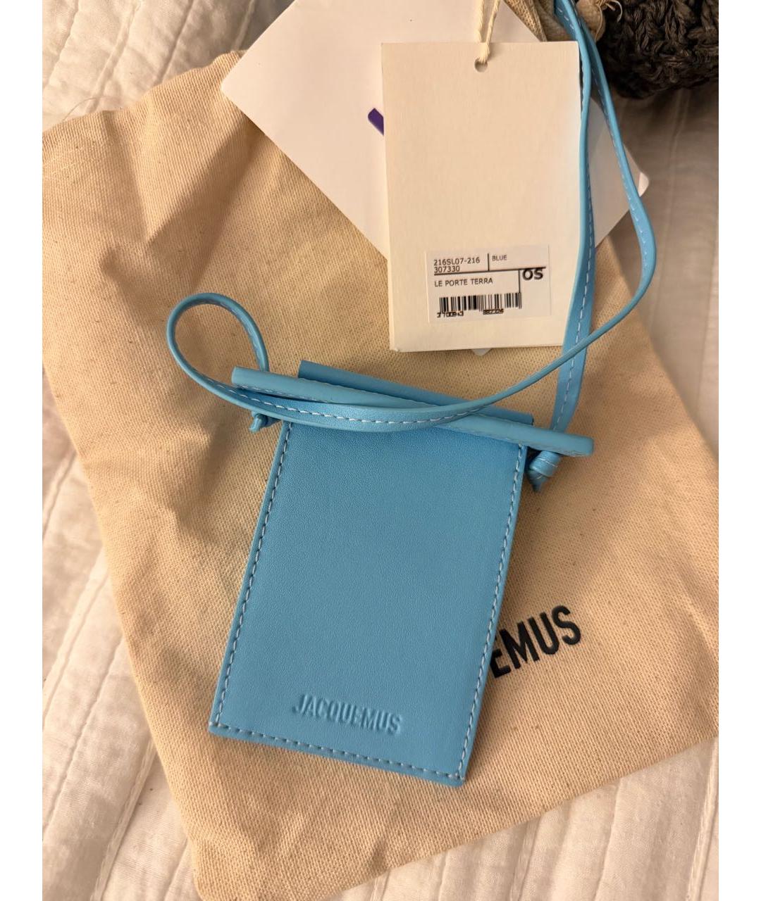 JACQUEMUS Бирюзовый кожаный кардхолдер, фото 5