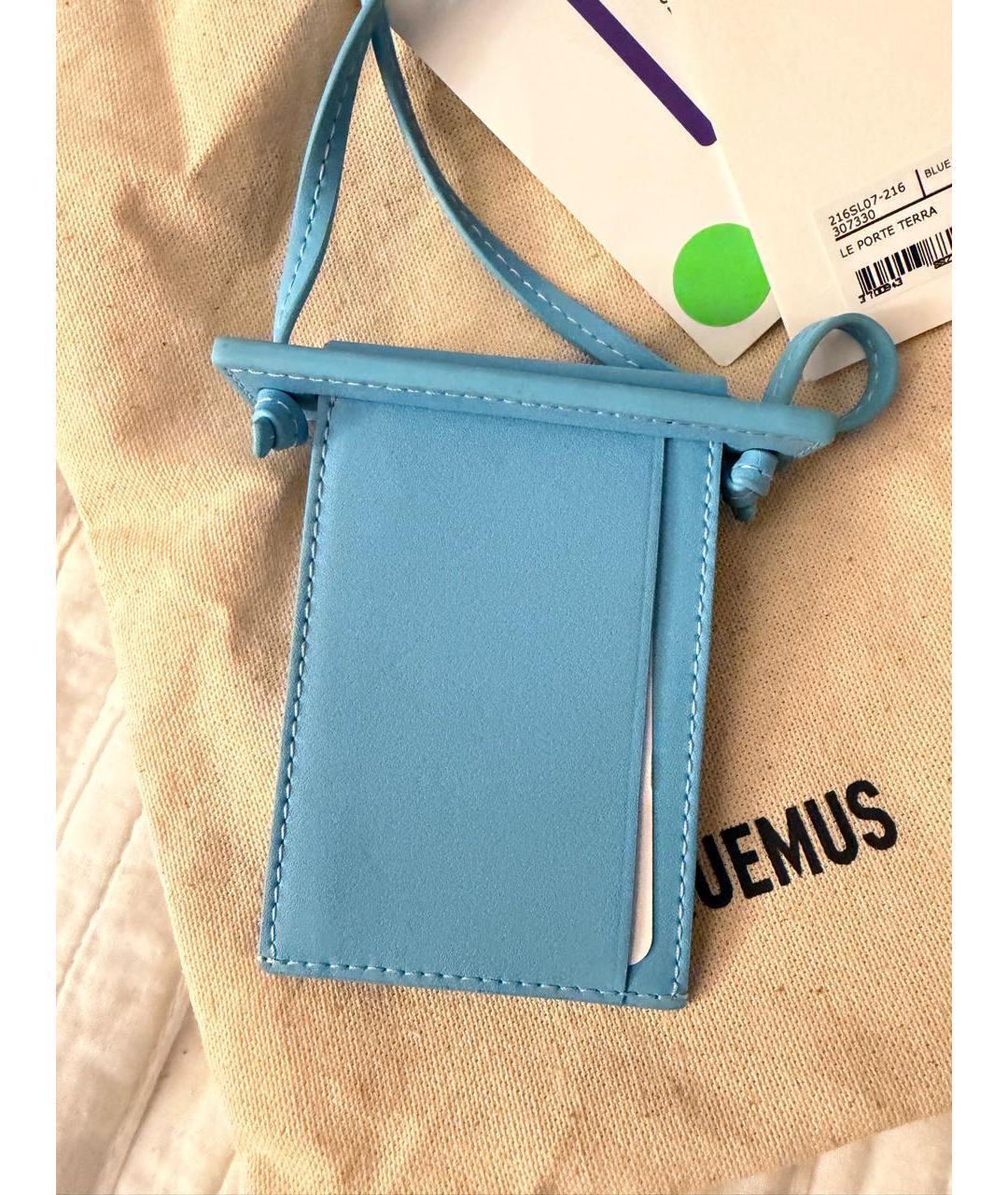 JACQUEMUS Бирюзовый кожаный кардхолдер, фото 2