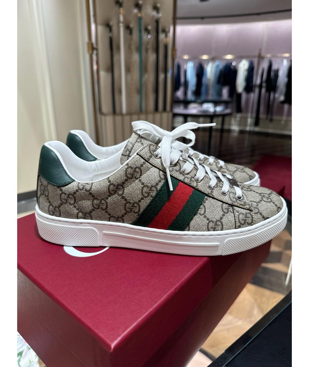 GUCCI Бежевые кеды, фото 9