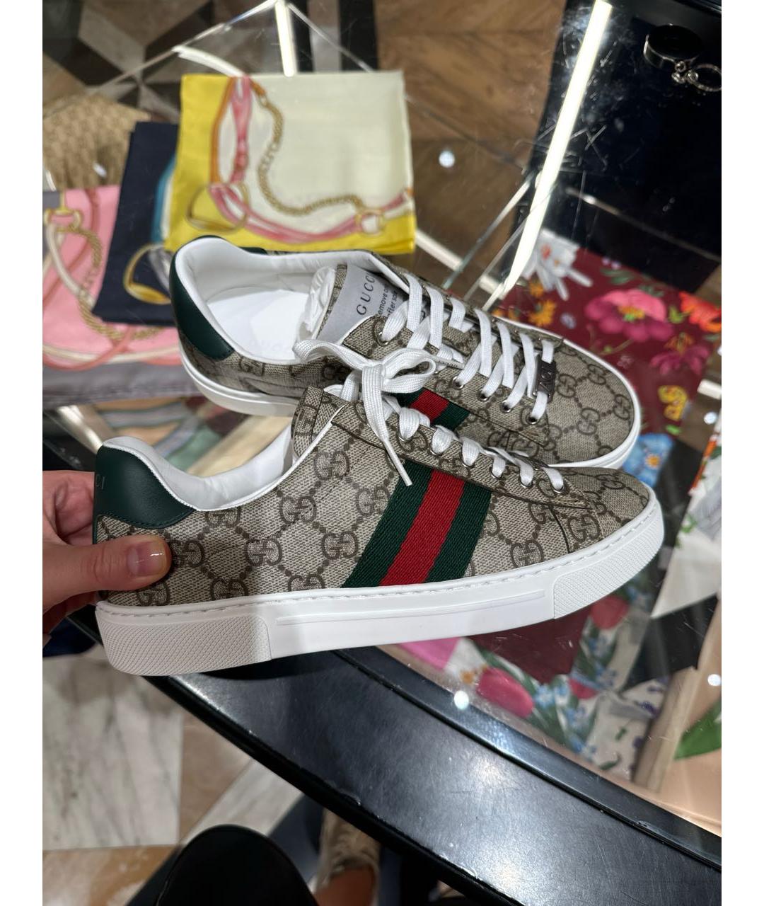 GUCCI Бежевые кеды, фото 6