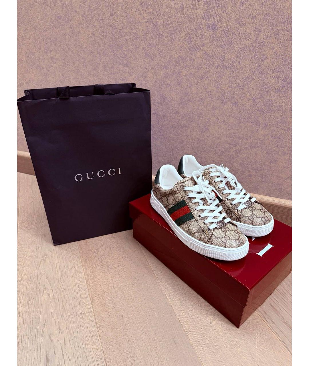 GUCCI Бежевые кеды, фото 5