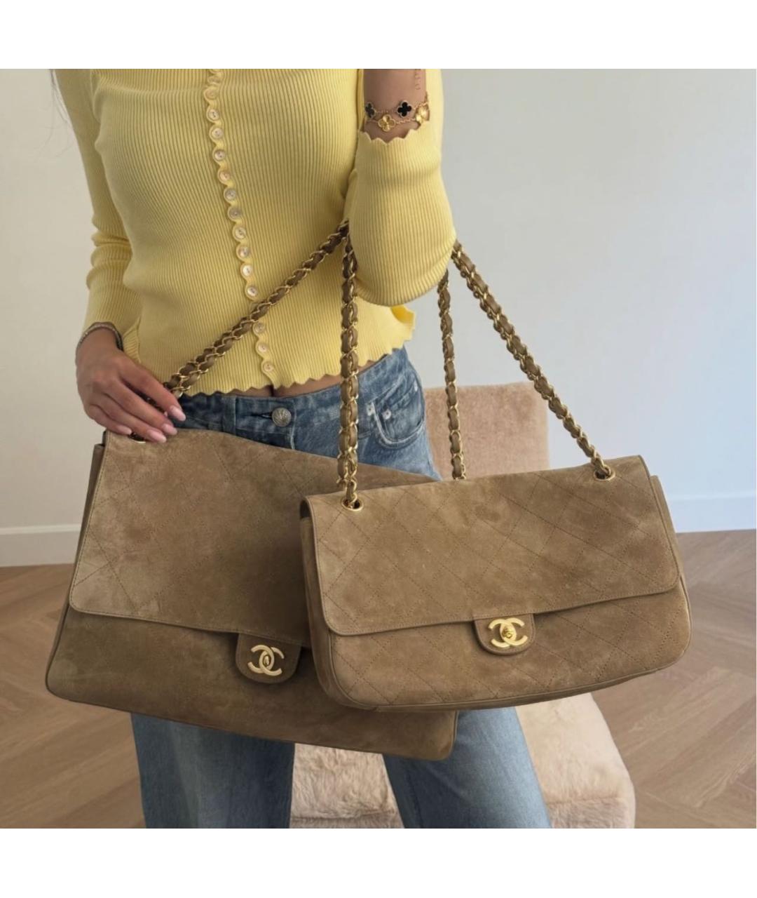 CHANEL Бежевая замшевая сумка через плечо, фото 2