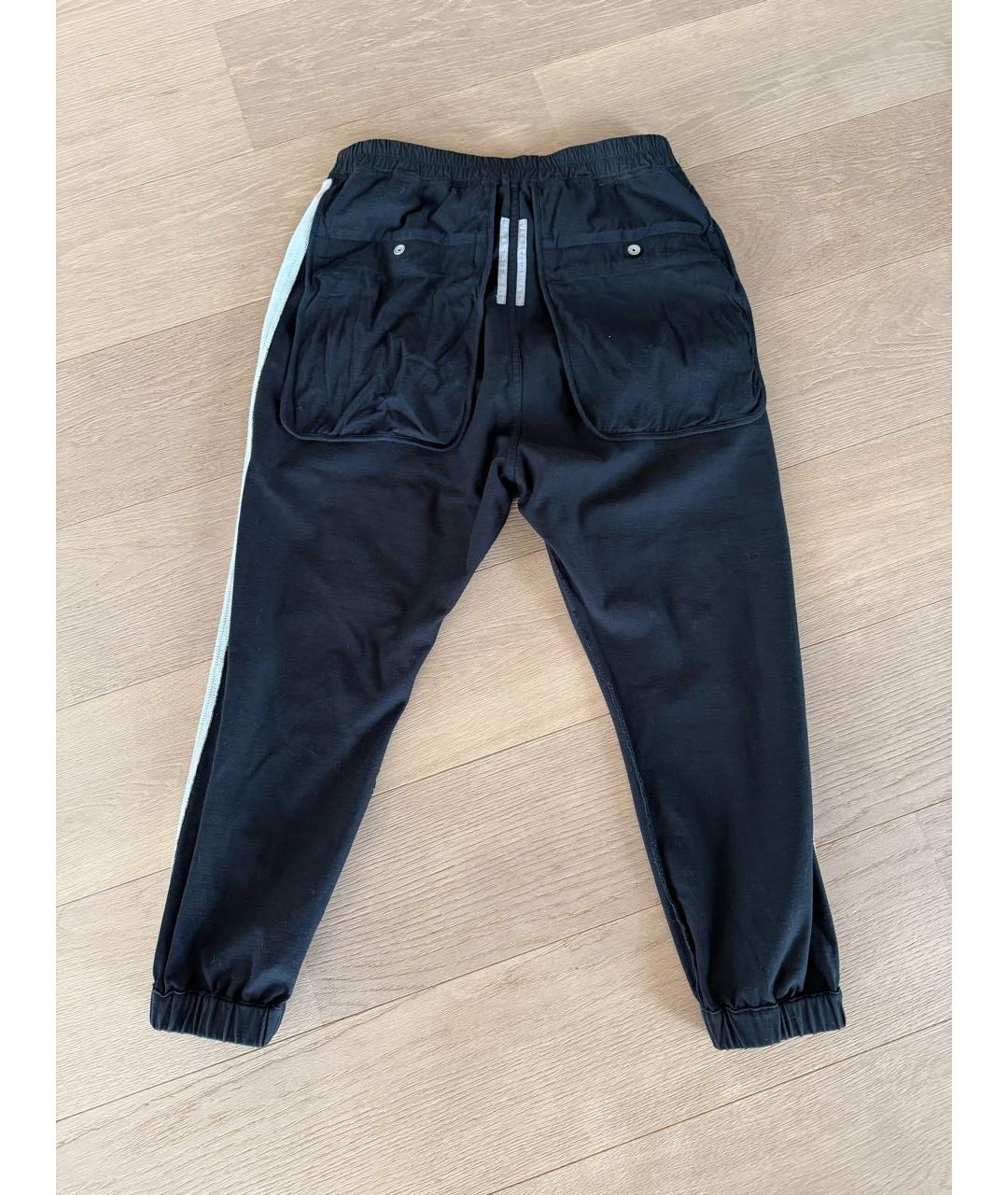 RICK OWENS Черные хлопковые повседневные брюки, фото 2