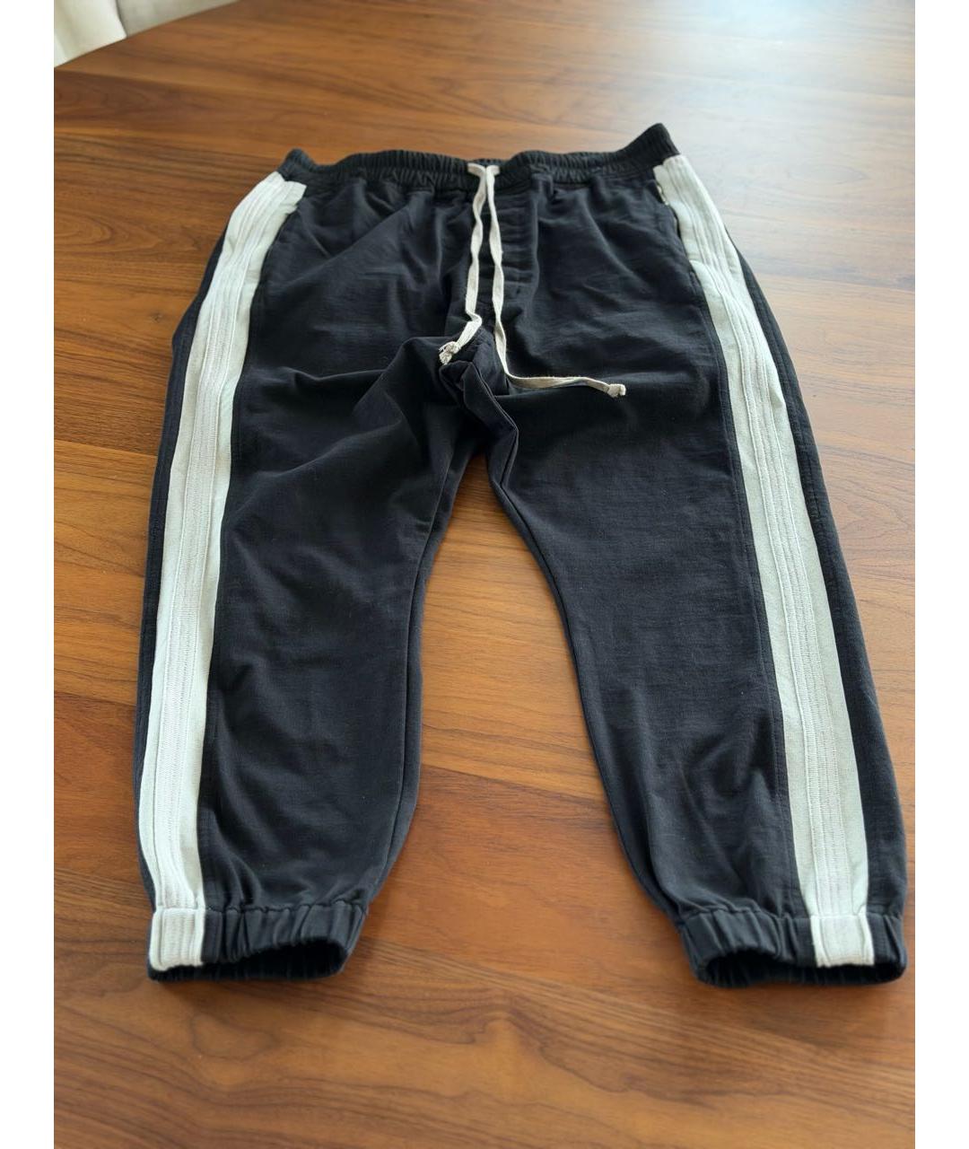 RICK OWENS Черные хлопковые повседневные брюки, фото 3