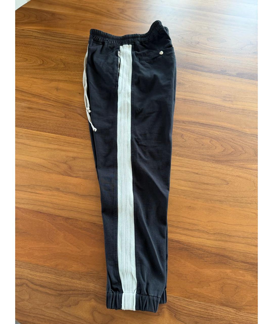 RICK OWENS Черные хлопковые повседневные брюки, фото 5