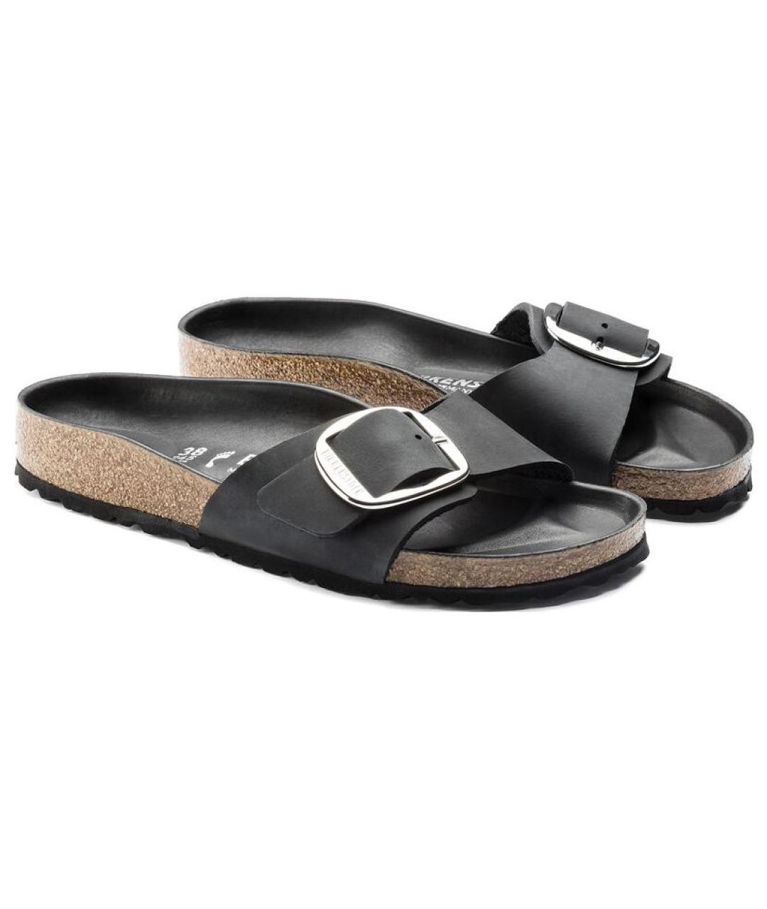 BIRKENSTOCK Черные кожаные шлепанцы, фото 3
