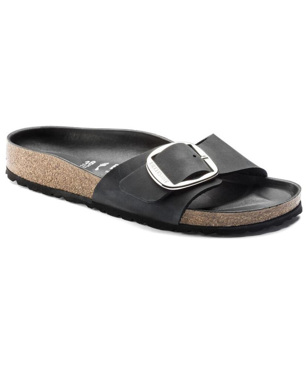 BIRKENSTOCK Черные кожаные шлепанцы, фото 2