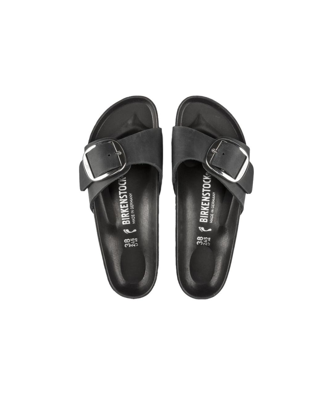 BIRKENSTOCK Черные кожаные шлепанцы, фото 4