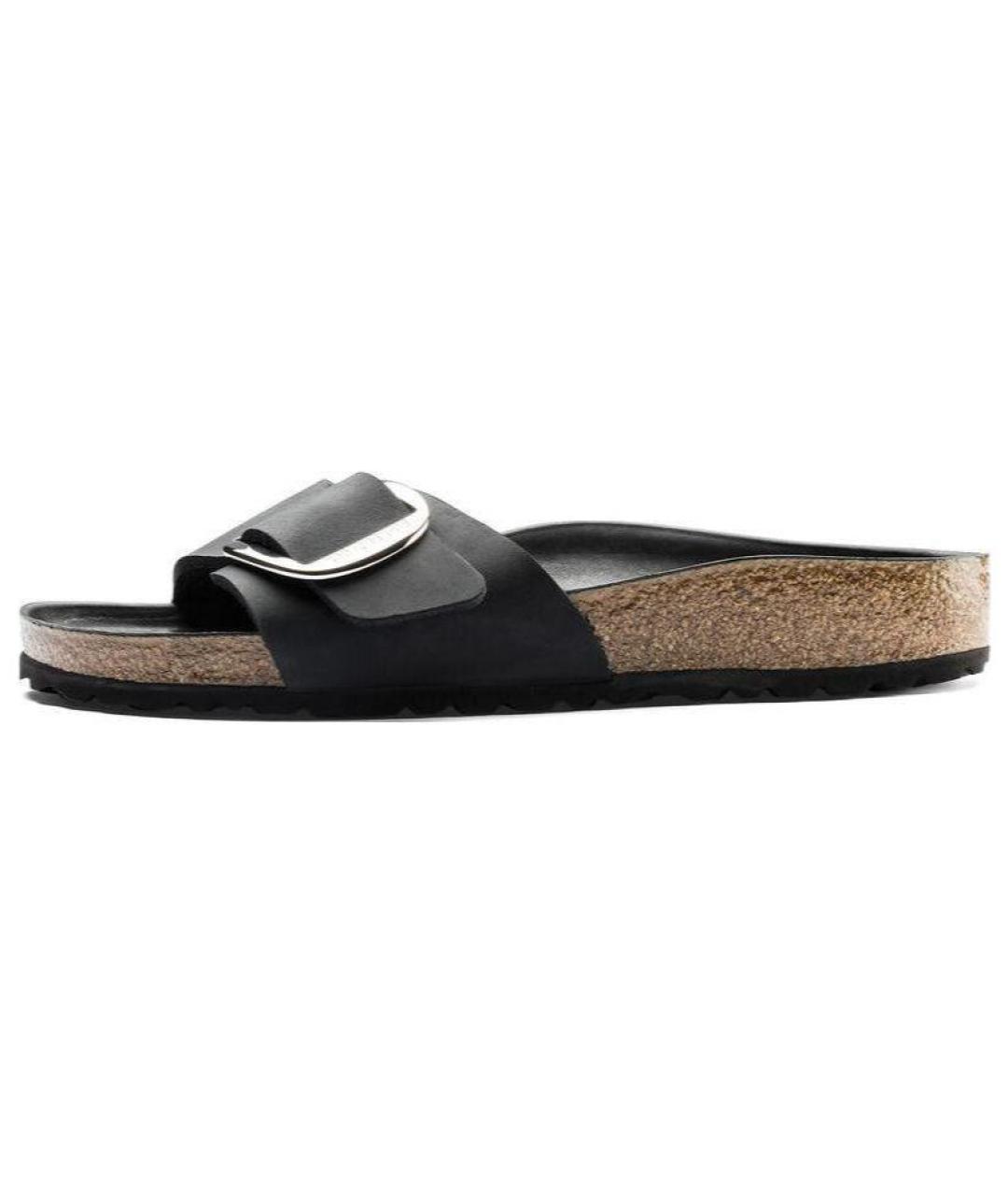 BIRKENSTOCK Черные кожаные шлепанцы, фото 5