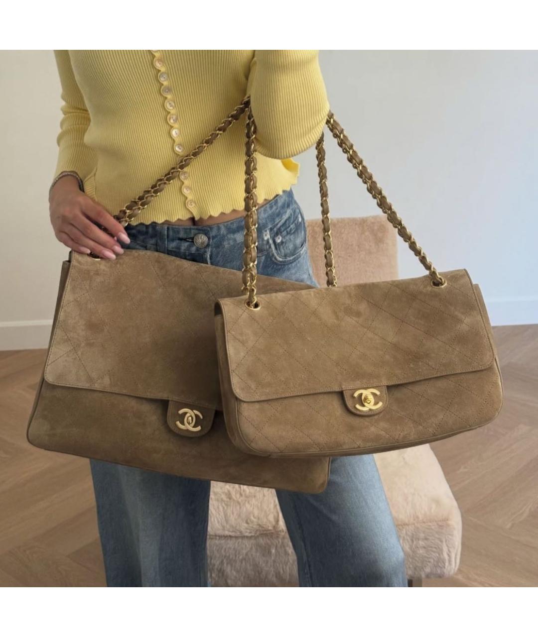 CHANEL Бежевая замшевая сумка через плечо, фото 2