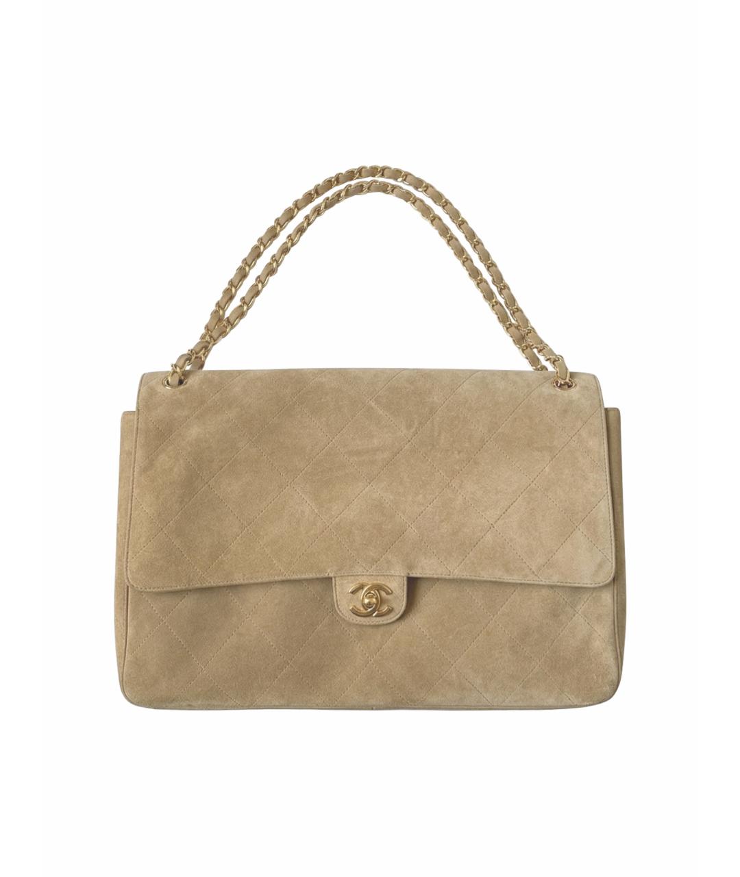 CHANEL Бежевая замшевая сумка через плечо, фото 1