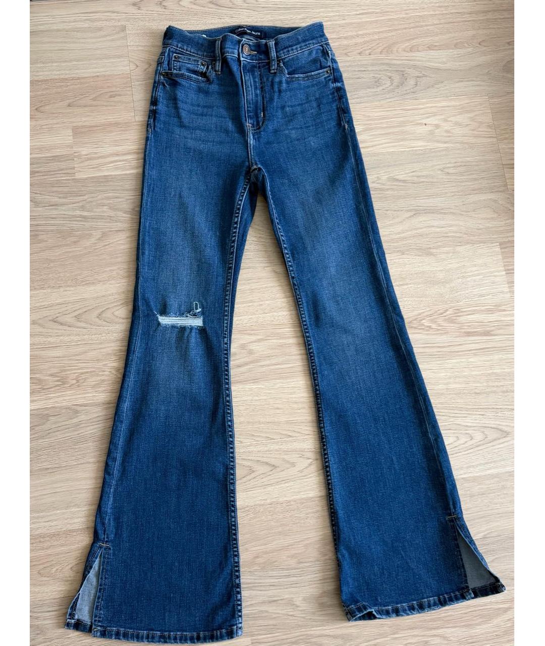 CALVIN KLEIN Синие хлопковые джинсы клеш, фото 7