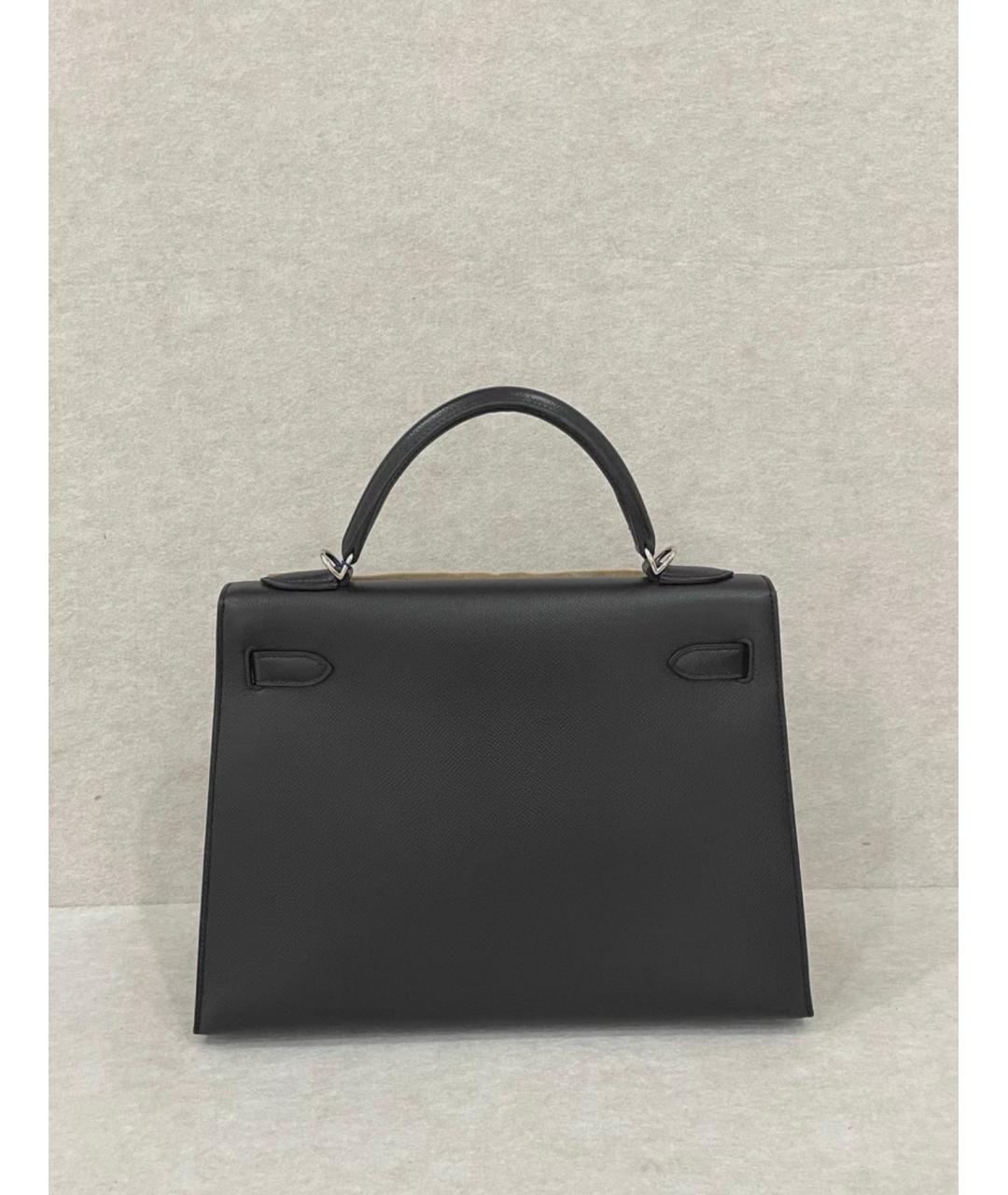 HERMES Черная кожаная сумка с короткими ручками, фото 3