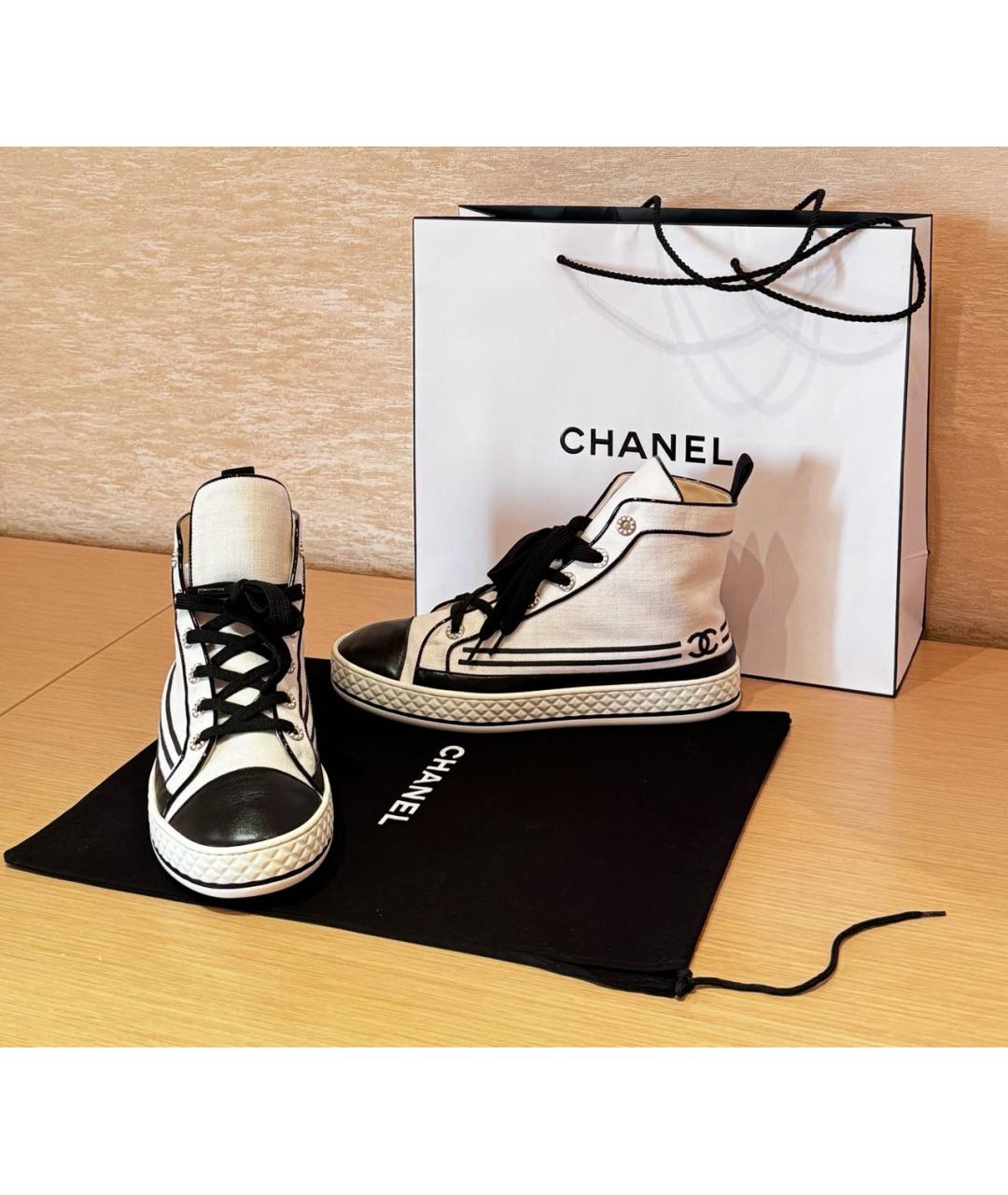 CHANEL Белые текстильные кеды, фото 5