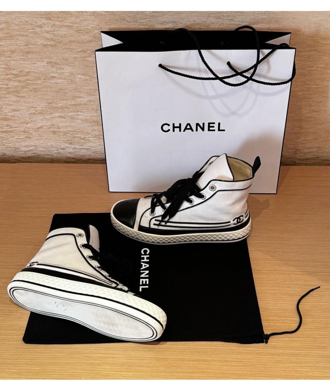 CHANEL Белые текстильные кеды, фото 8