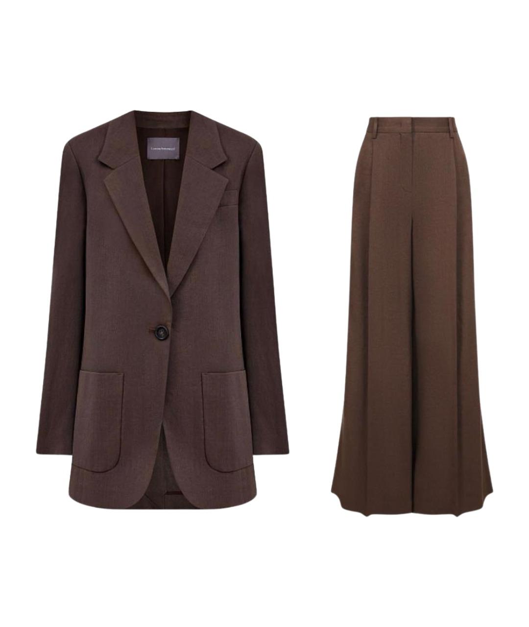 LORENA ANTONIAZZI Коричневый льняной костюм с брюками, фото 1