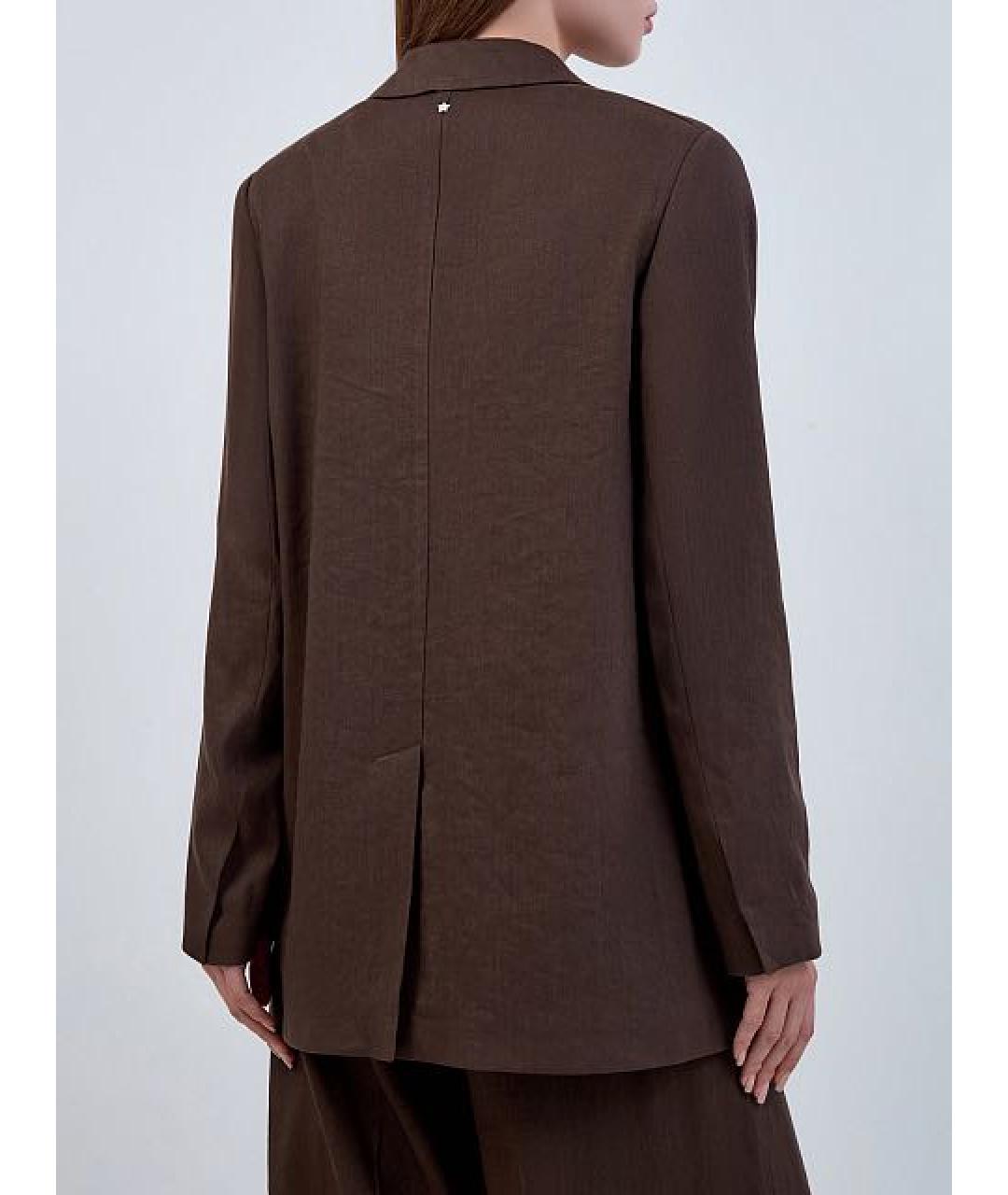 LORENA ANTONIAZZI Коричневый льняной костюм с брюками, фото 4