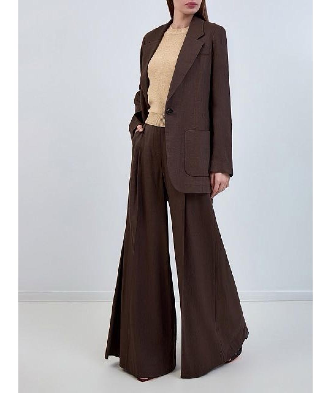 LORENA ANTONIAZZI Коричневый льняной костюм с брюками, фото 2