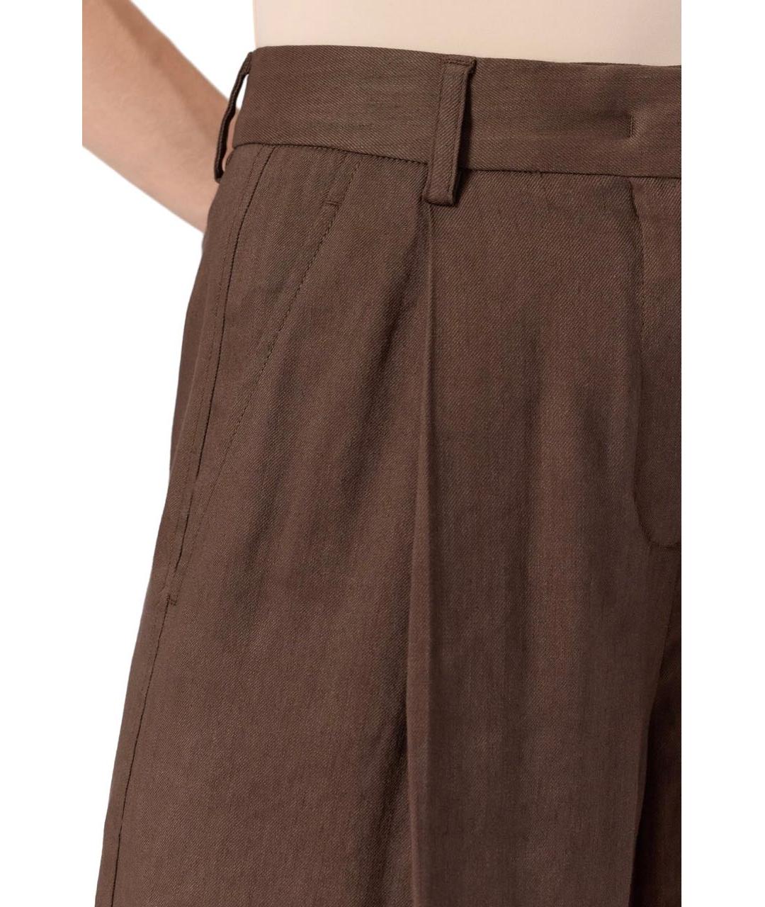 LORENA ANTONIAZZI Коричневые льняные брюки широкие, фото 5