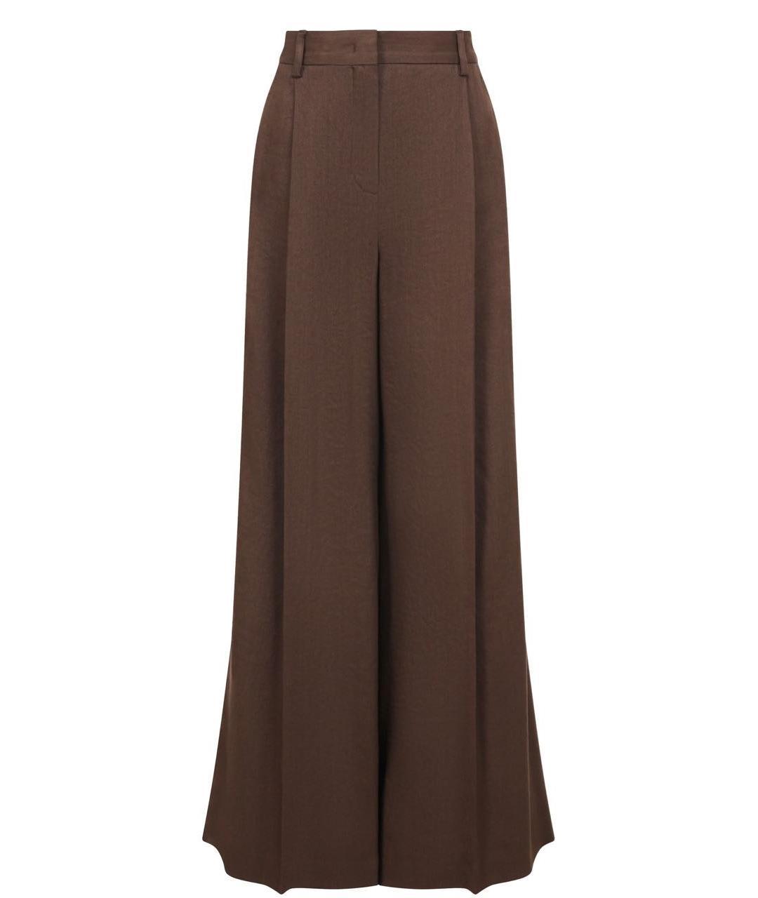 LORENA ANTONIAZZI Коричневые льняные брюки широкие, фото 1