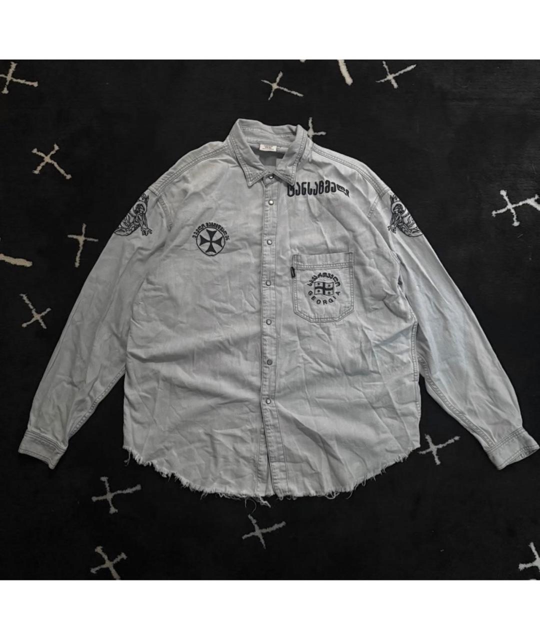 VETEMENTS Серая хлопковая кэжуал рубашка, фото 6