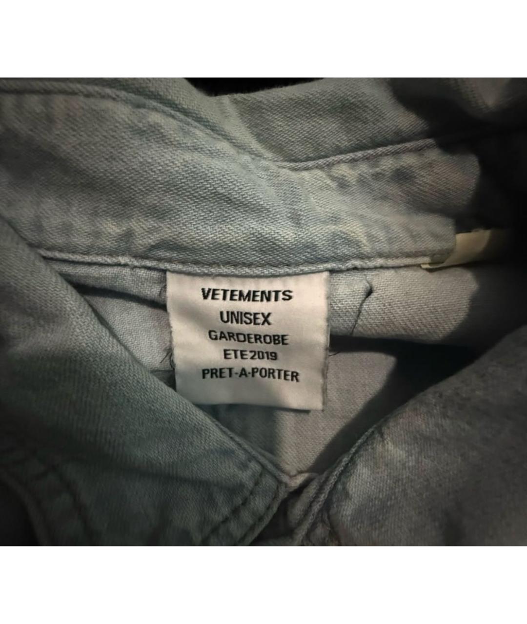 VETEMENTS Серая хлопковая кэжуал рубашка, фото 5
