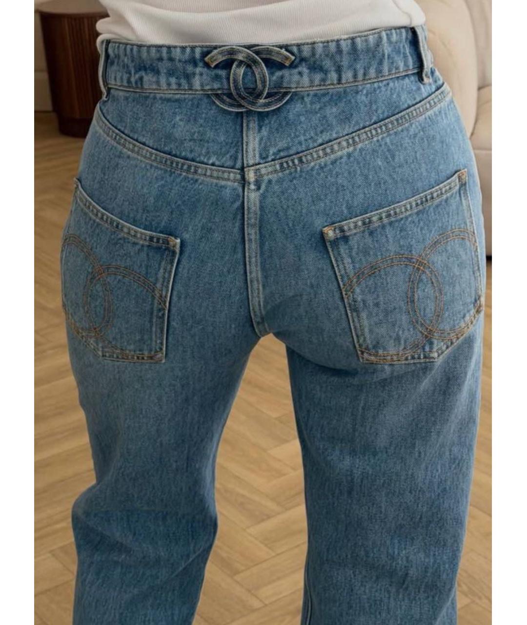 CHANEL Синие хлопковые прямые джинсы, фото 2