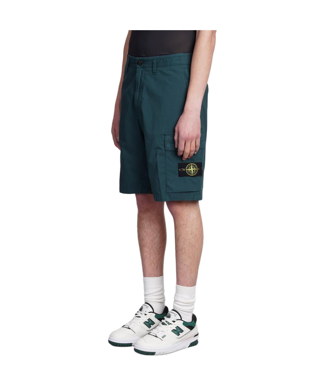 STONE ISLAND Зеленые шорты, фото 4