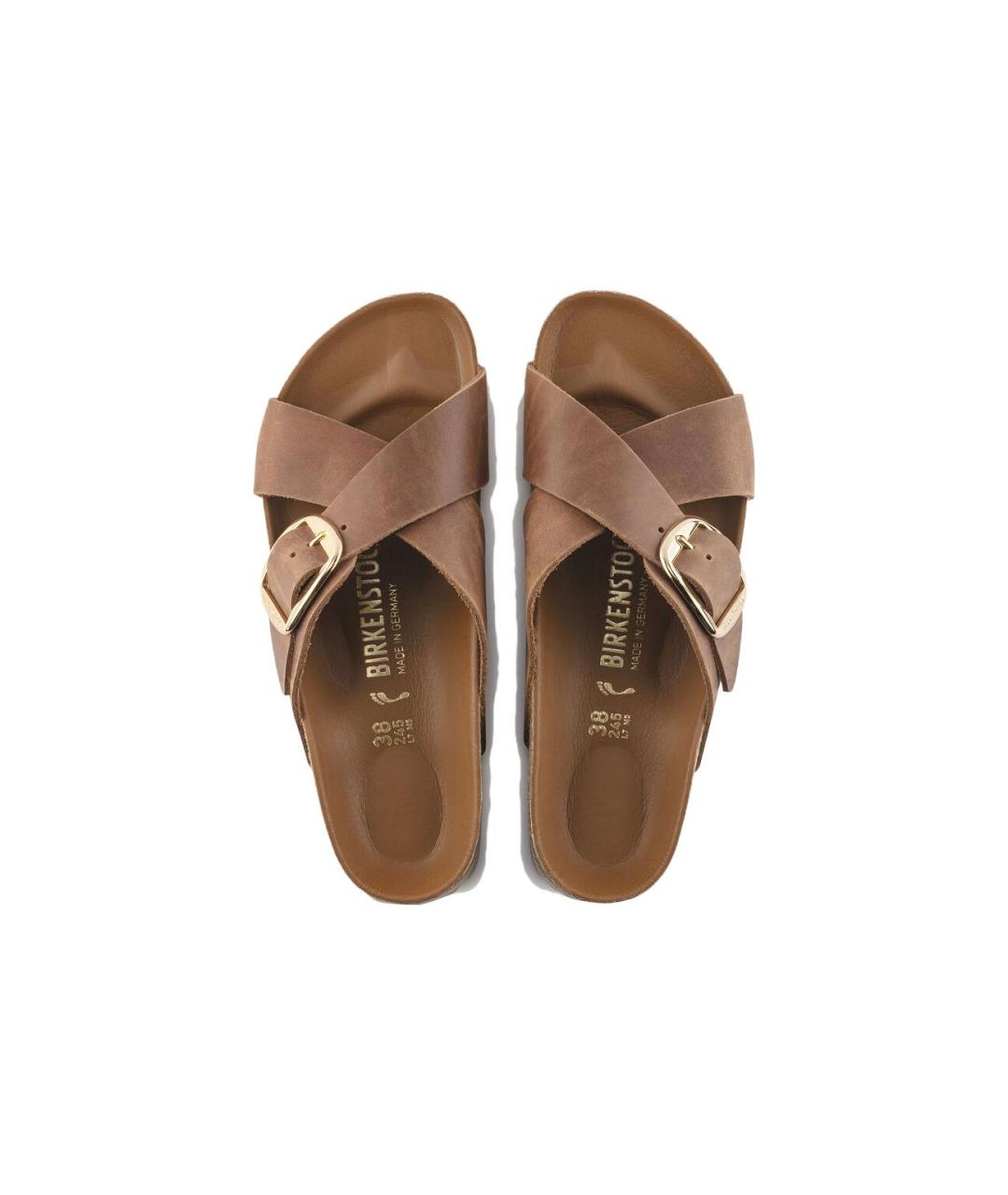 BIRKENSTOCK Коричневые кожаные шлепанцы, фото 4