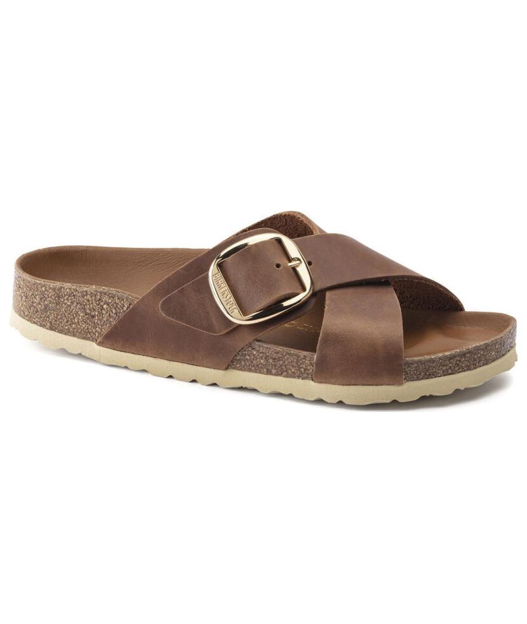 BIRKENSTOCK Коричневые кожаные шлепанцы, фото 2
