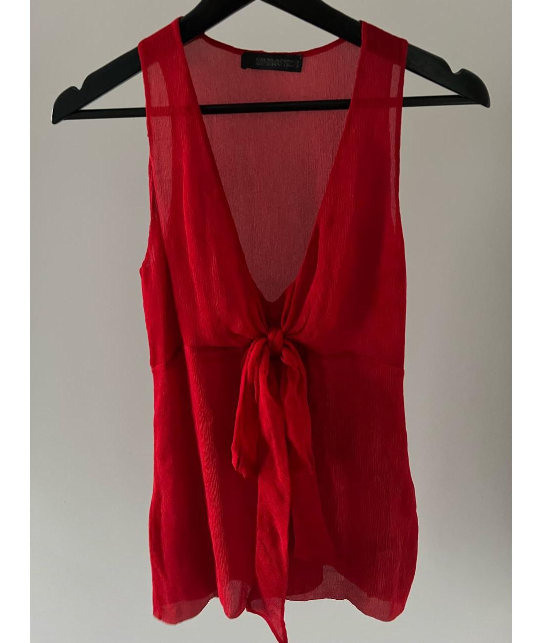 ERMANNO SCERVINO Красная шелковая блузы, фото 6