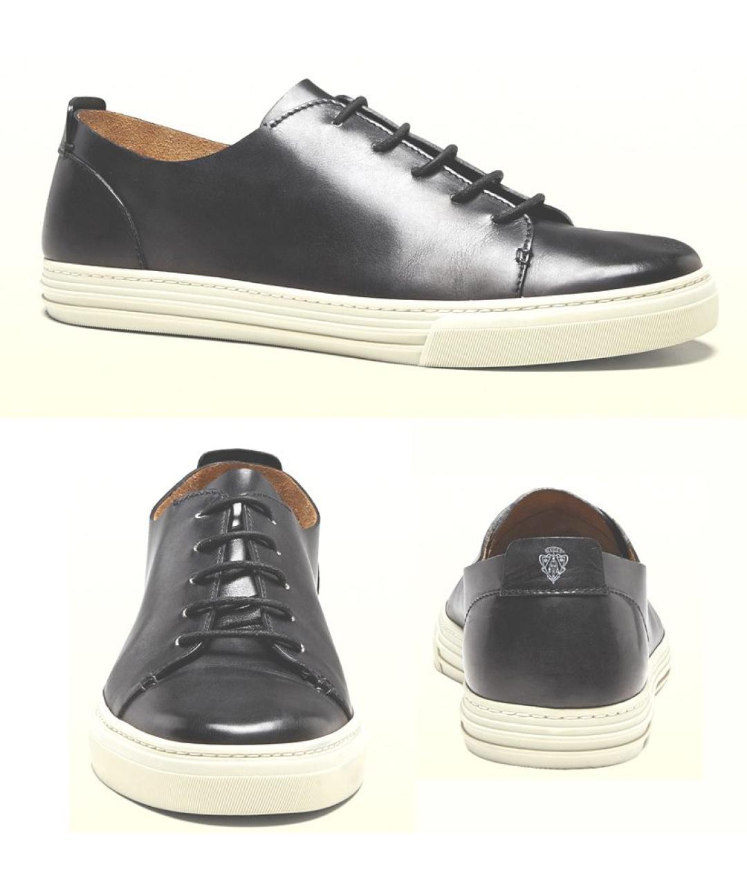 GUCCI Черные кожаные низкие кроссовки / кеды, фото 2