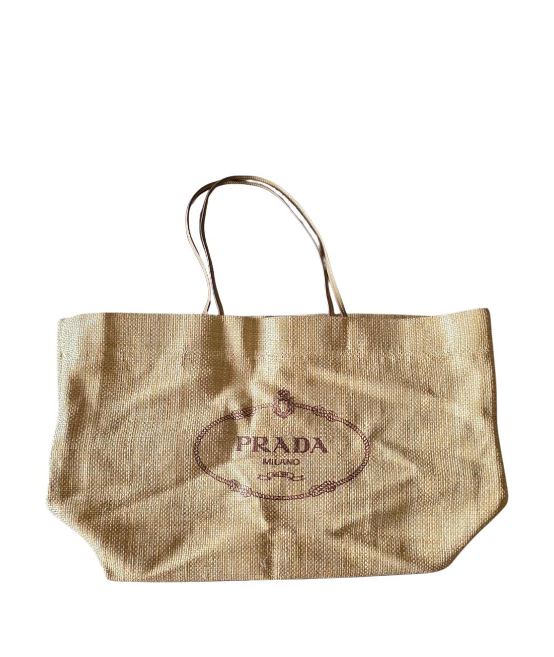 PRADA Желтая пелетеная пляжная сумка, фото 1