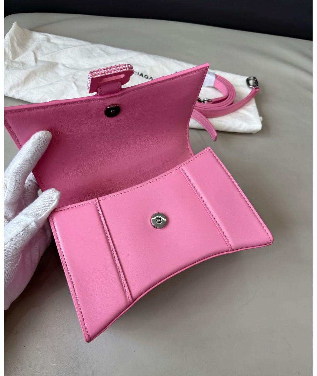 BALENCIAGA Розовая кожаная сумка с короткими ручками, фото 6