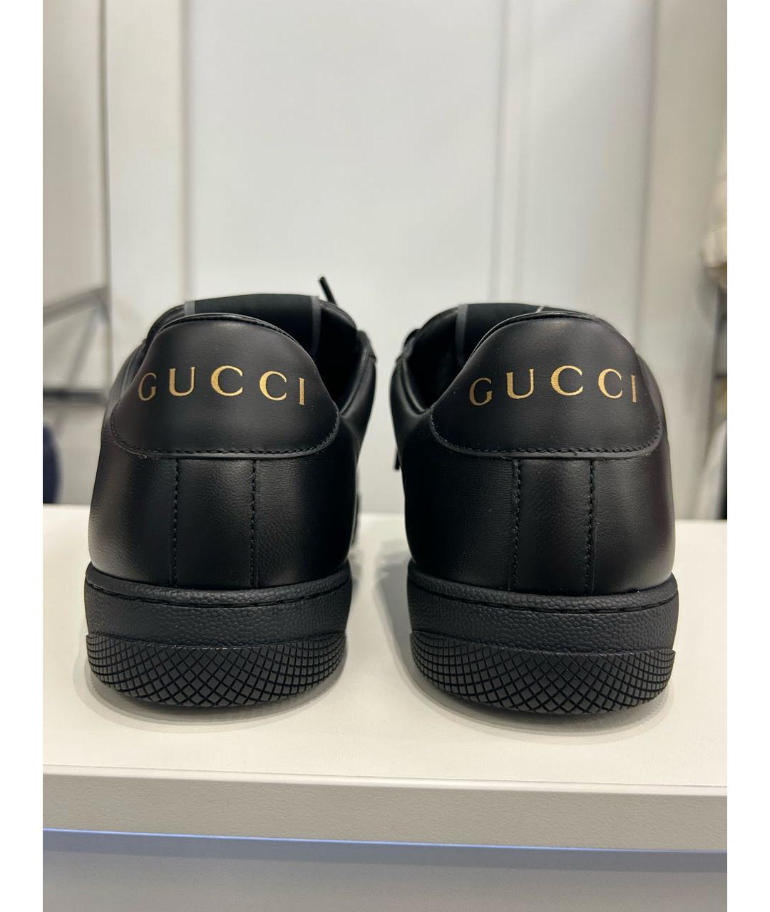 GUCCI Черные кожаные низкие кроссовки / кеды, фото 4