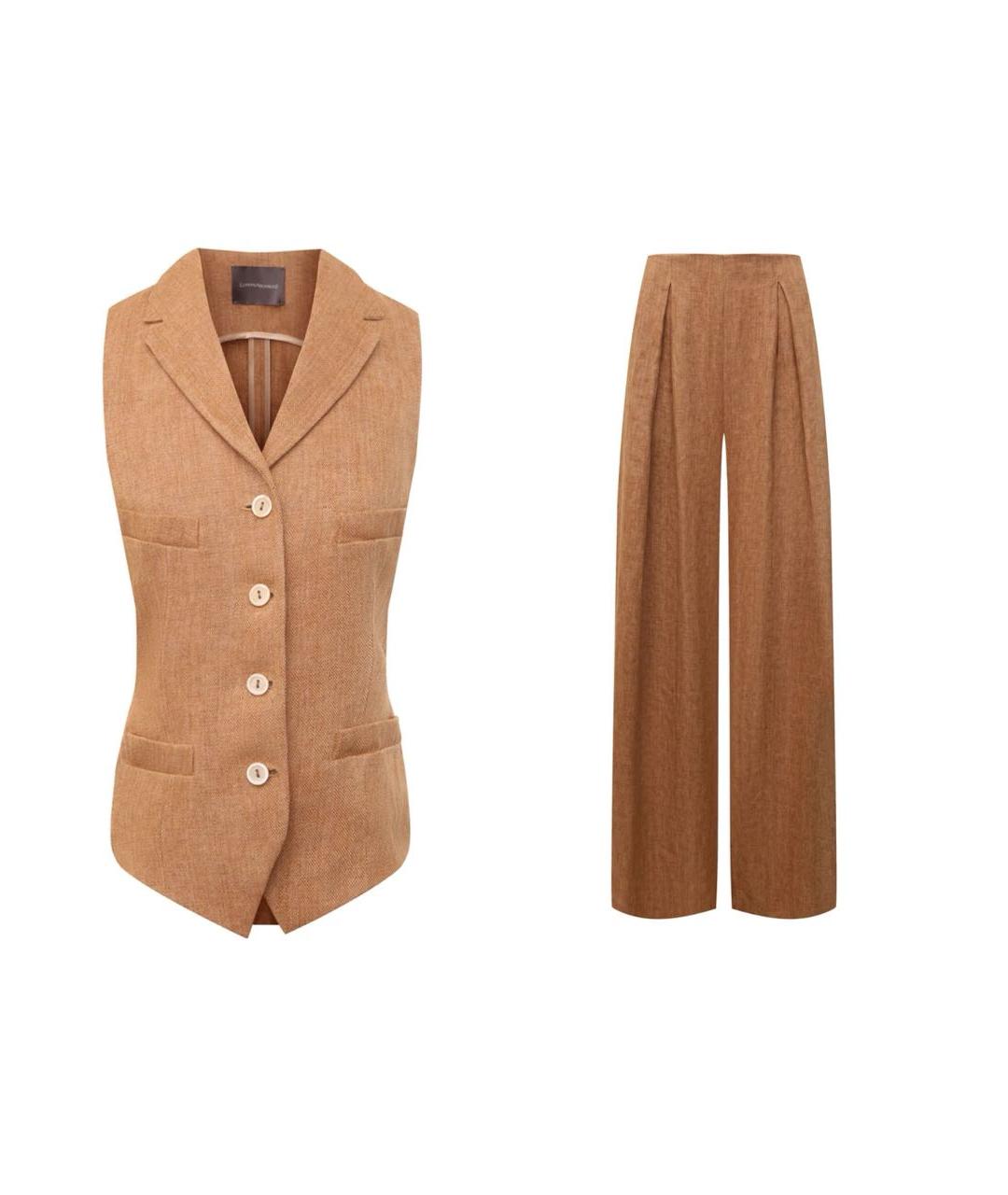 LORENA ANTONIAZZI Коричневый льняной костюм с брюками, фото 1