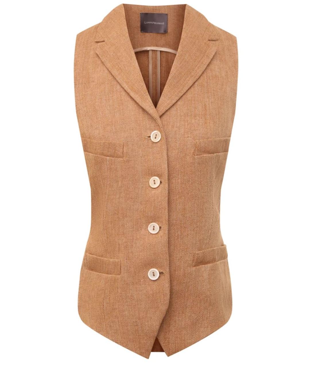 LORENA ANTONIAZZI Коричневый льняной костюм с брюками, фото 2