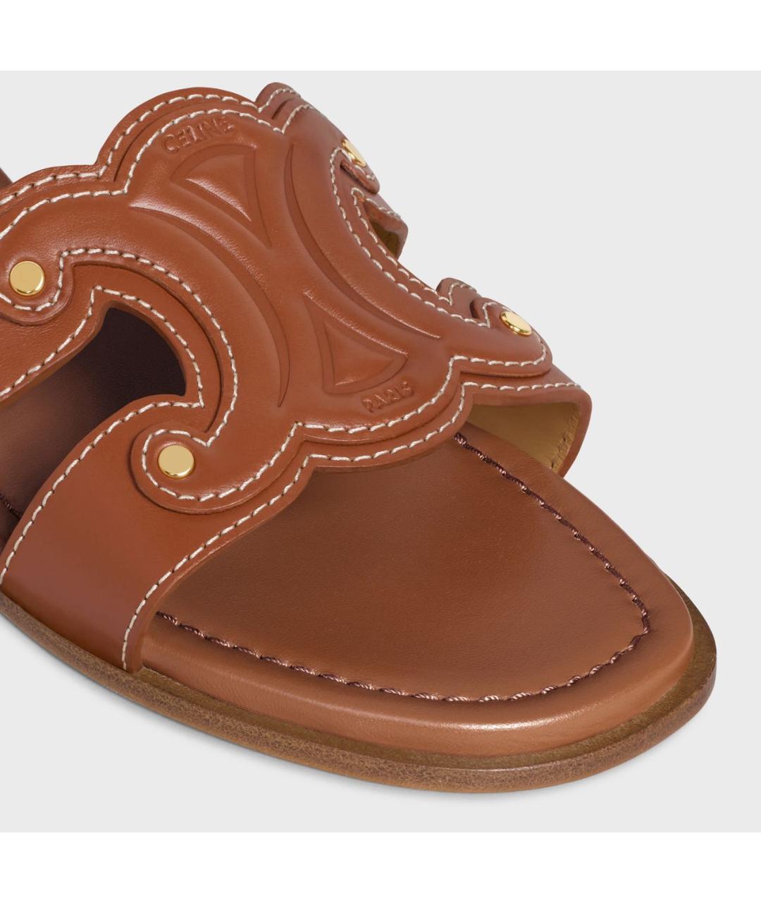 CELINE Коричневые кожаные шлепанцы, фото 4