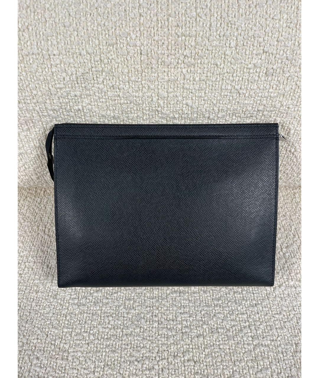 LOUIS VUITTON Антрацитовая кожаная папка для документов, фото 3