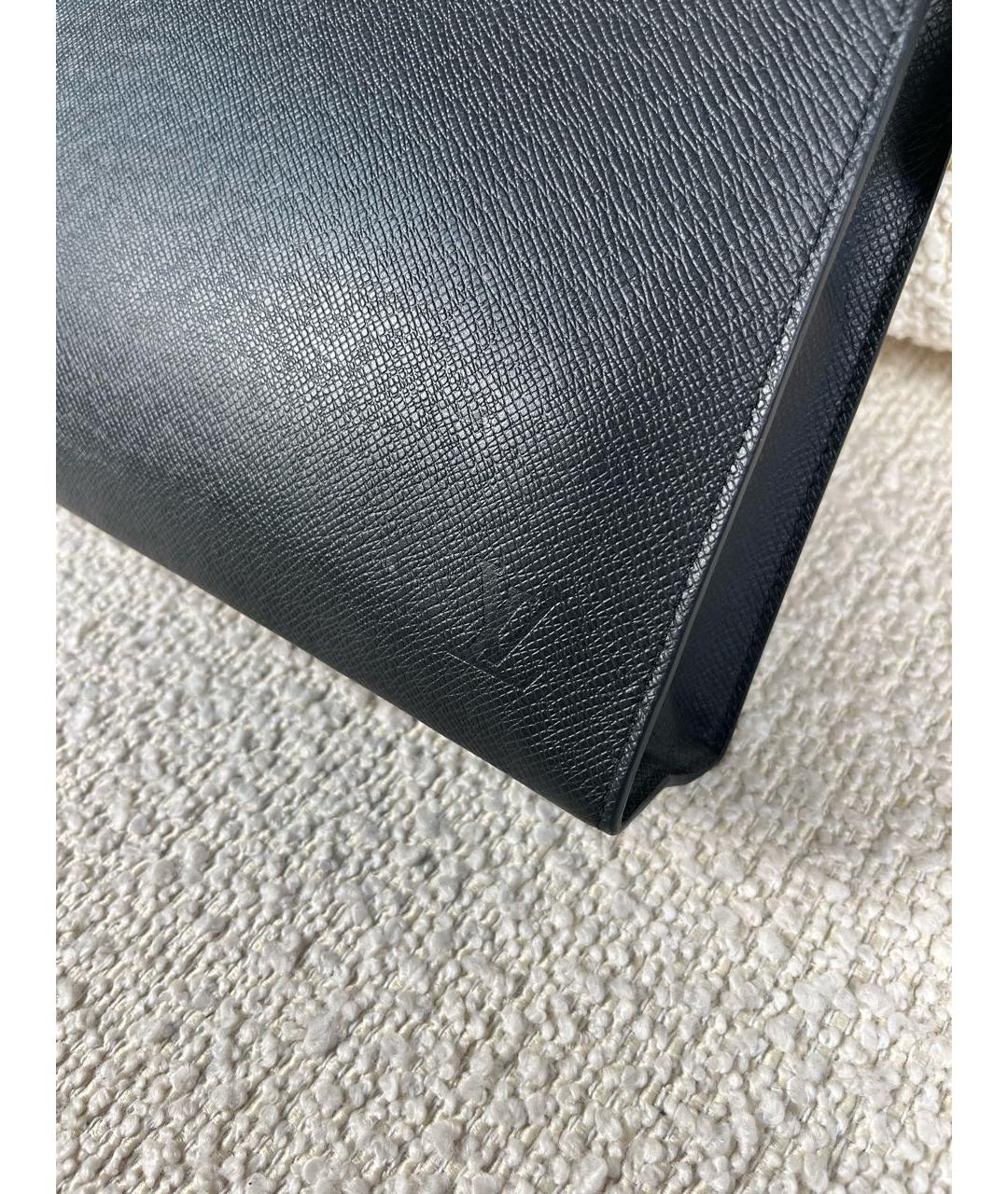 LOUIS VUITTON Антрацитовая кожаная папка для документов, фото 7