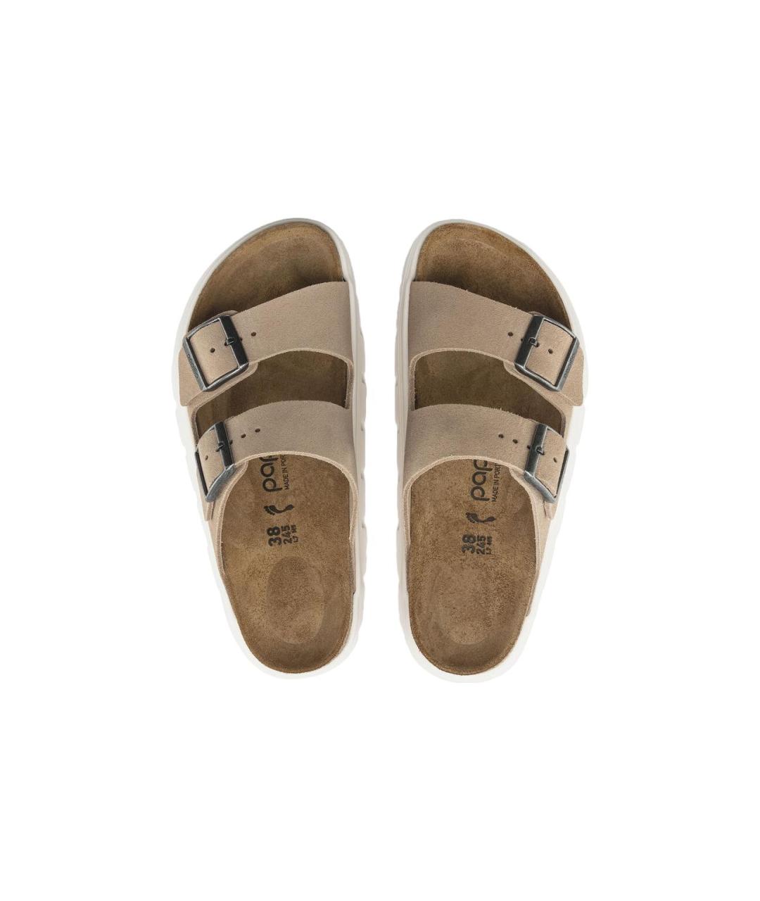 BIRKENSTOCK Бежевые замшевые шлепанцы, фото 4