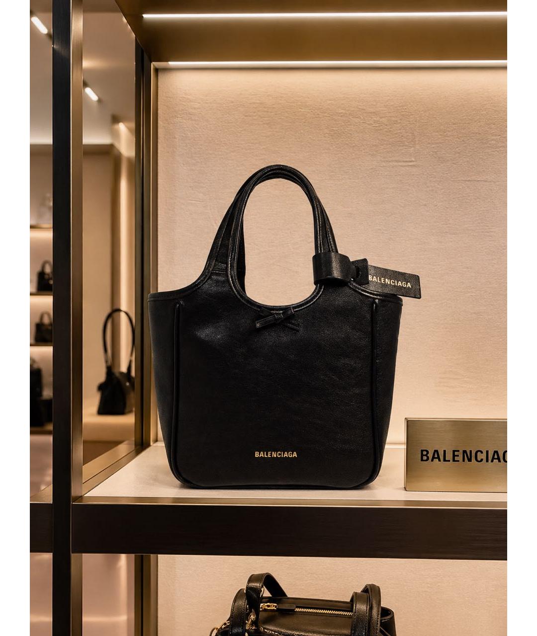 BALENCIAGA Черная кожаная сумка через плечо, фото 5