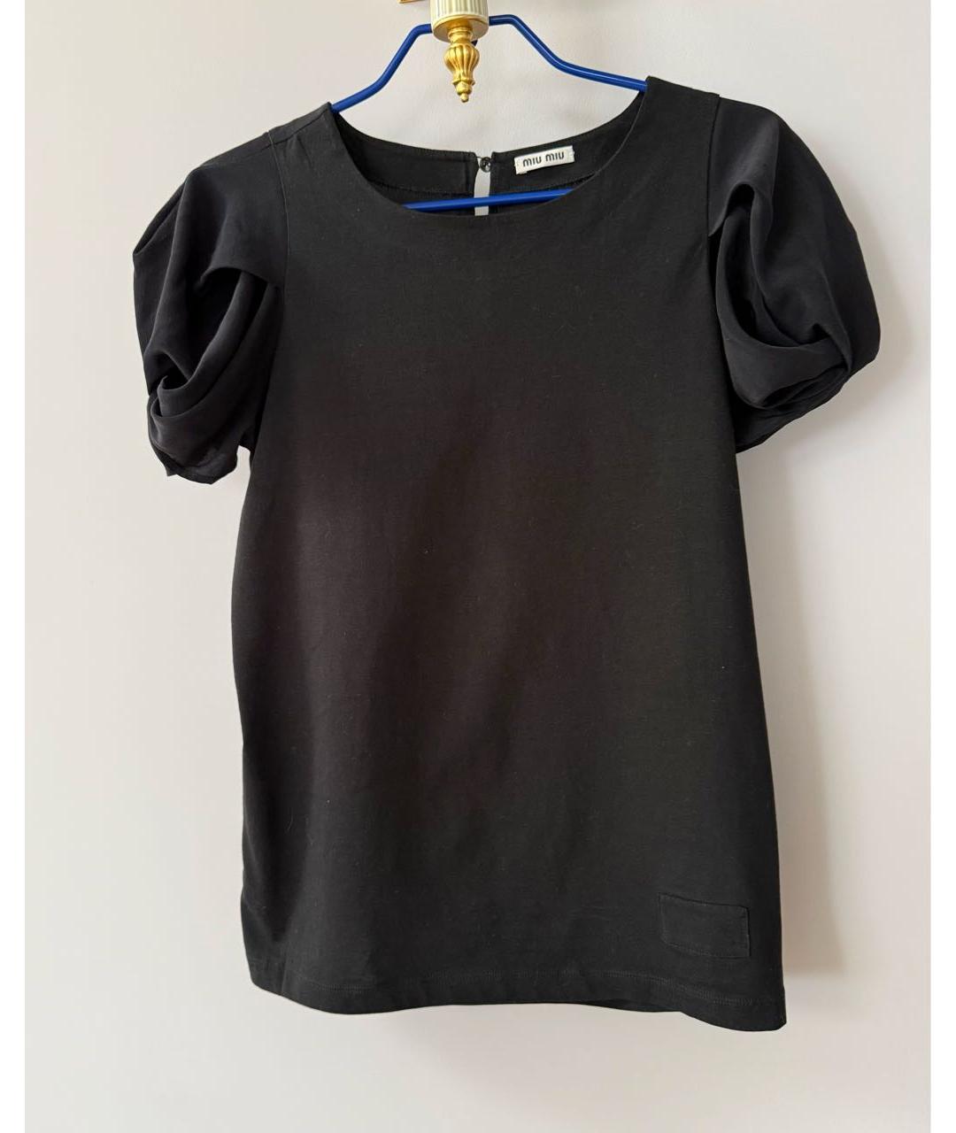 MIU MIU Черная шелковая футболка, фото 6