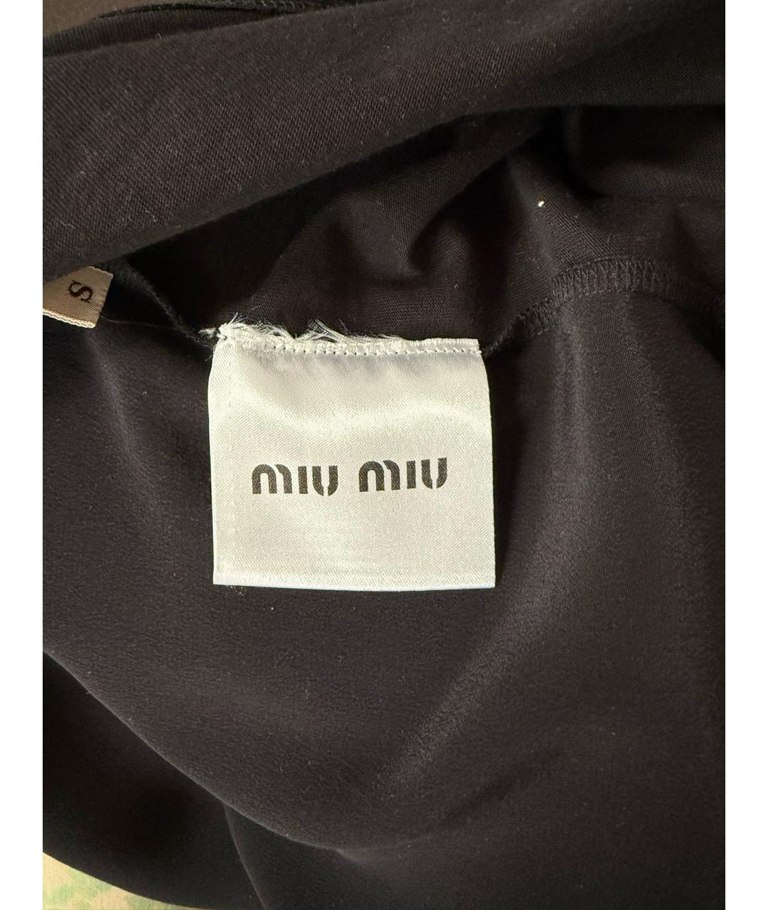 MIU MIU Черная шелковая футболка, фото 5