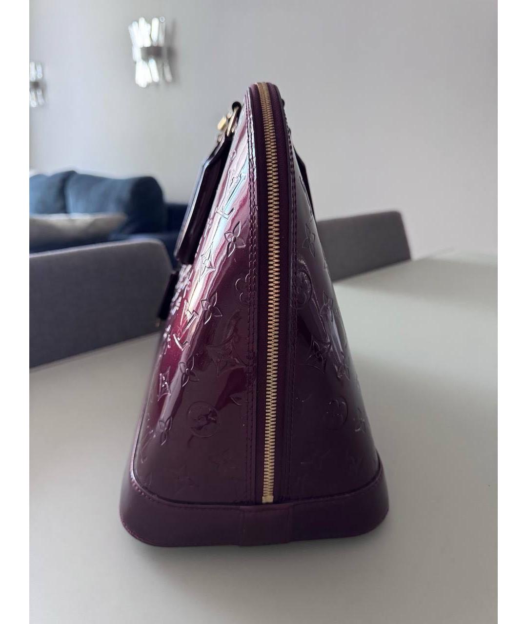 LOUIS VUITTON Бордовая сумка тоут из лакированной кожи, фото 3