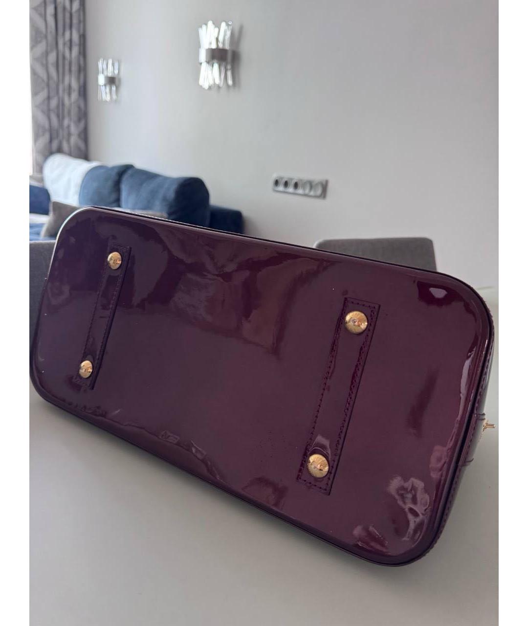 LOUIS VUITTON Бордовая сумка тоут из лакированной кожи, фото 7