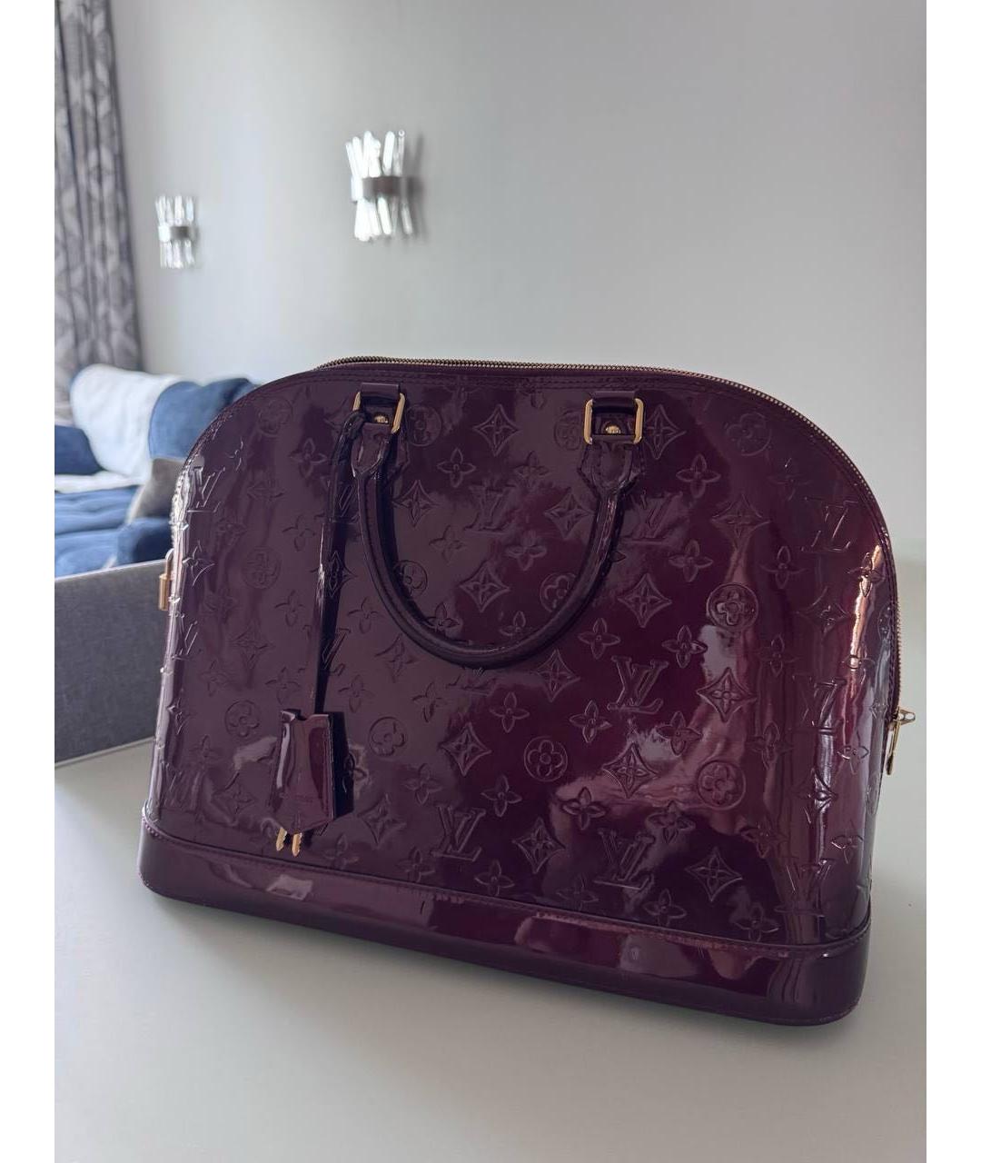 LOUIS VUITTON Бордовая сумка тоут из лакированной кожи, фото 8