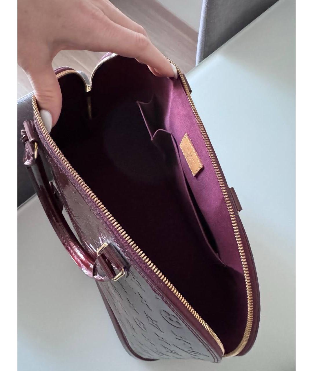 LOUIS VUITTON Бордовая сумка тоут из лакированной кожи, фото 4